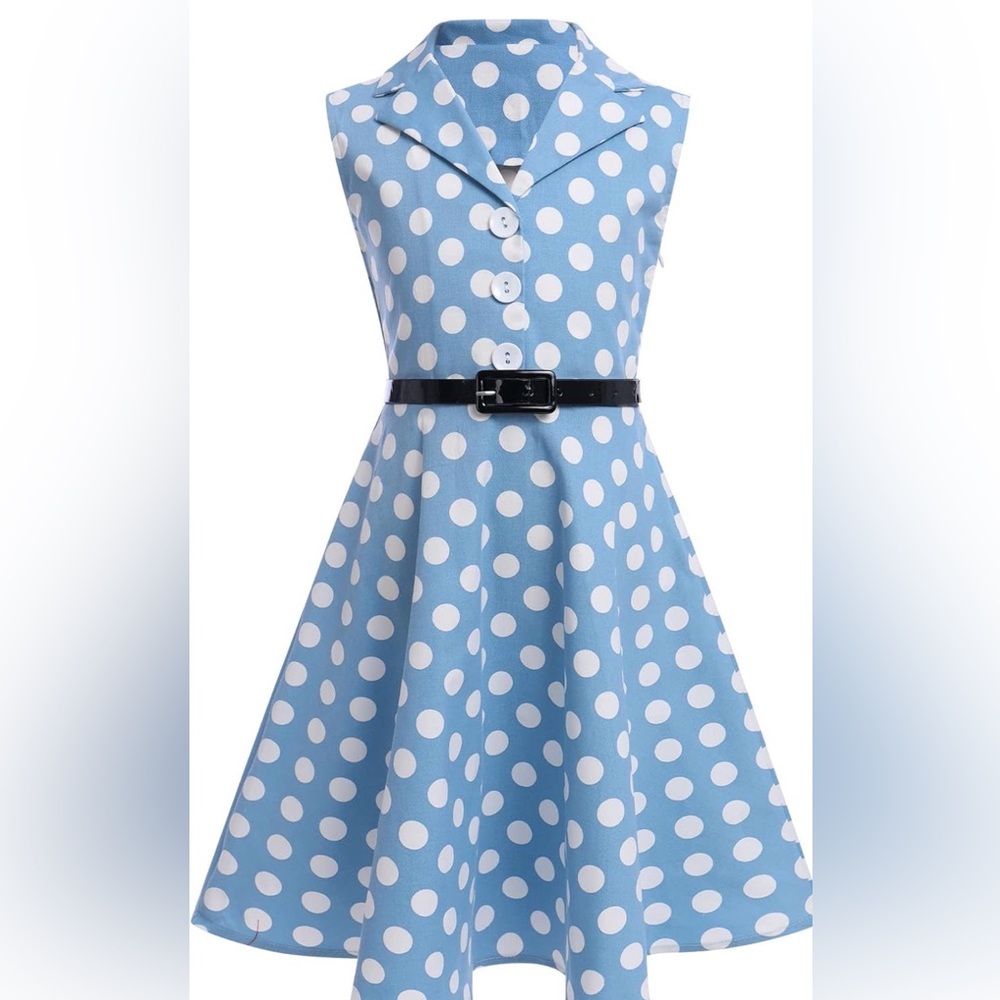 Blue Polka Dot Kids 50s/Swing Dress